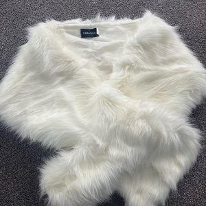 Faux Fur Shawl Wrap Long Hair White
